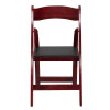 2 Pk. TYCOON Series Mahogany Wood Folding Chair with Vinyl Padded Seat
