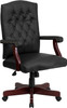 Martha Washington Black Leather Executive Swivel Office Chair with Arms
