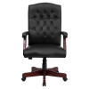 Martha Washington Black Leather Executive Swivel Office Chair with Arms