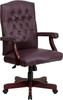 Martha Washington Burgundy Leather Executive Swivel Office Chair with Arms