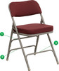 TYCOON Series Premium Curved Triple Braced & Double Hinged Burgundy Fabric Metal Folding Chair