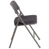 TYCOON Series Premium Curved Triple Braced & Double Hinged Gray Fabric Metal Folding Chair