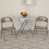 TYCOON Series Double Braced Beige Metal Folding Chair