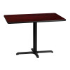 30'' x 42'' Rectangular Mahogany Laminate Table Top with 22'' x 30'' Table Height Base