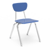 3000 Series 18" Classroom Chair, Sky Blue Seat and Back, Chrome Frame, 5th Grade - Adult - Set of 4 Chairs