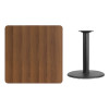36'' Square Walnut Laminate Table Top with 24'' Round Table Height Base