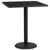 36'' Square Black Laminate Table Top with 24'' Round Bar Height Table Base