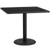 42'' Square Black Laminate Table Top with 24'' Round Table Height Base