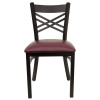 TYCOON Series Black ''X'' Back Metal Restaurant Chair - Burgundy Vinyl Seat