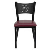 TYCOON Series Black Coffee Back Metal Restaurant Chair - Burgundy Vinyl Seat