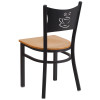 TYCOON Series Black Coffee Back Metal Restaurant Chair - Natural Wood Seat
