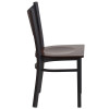TYCOON Series Black Coffee Back Metal Restaurant Chair - Walnut Wood Seat