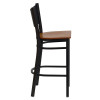 TYCOON Series Black Coffee Back Metal Restaurant Barstool - Cherry Wood Seat