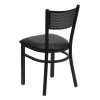 TYCOON Series Black Grid Back Metal Restaurant Chair - Black Vinyl Seat