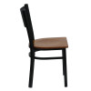 TYCOON Series Black Grid Back Metal Restaurant Chair - Cherry Wood Seat