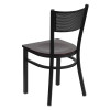 TYCOON Series Black Grid Back Metal Restaurant Chair - Mahogany Wood Seat