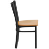 TYCOON Series Black Grid Back Metal Restaurant Chair - Natural Wood Seat