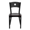 TYCOON Series Black Circle Back Metal Restaurant Chair - Mahogany Wood Seat