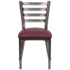 TYCOON Series Clear Coated Ladder Back Metal Restaurant Chair - Burgundy Vinyl Seat