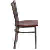 TYCOON Series Clear Coated Ladder Back Metal Restaurant Chair - Mahogany Wood Seat