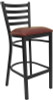 TYCOON Series Black Ladder Back Metal Restaurant Barstool - Burgundy Vinyl Seat