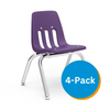 9000 Series 12" Classroom Chair, Purple Iris Bucket, Chrome Frame, Preschool - 1st Grade - Set of 4 Chairs