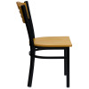 TYCOON Series Black Slat Back Metal Restaurant Chair - Natural Wood Back & Seat