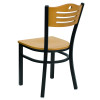 TYCOON Series Black Slat Back Metal Restaurant Chair - Natural Wood Back & Seat