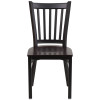 TYCOON Series Black Vertical Back Metal Restaurant Chair - Walnut Wood Seat