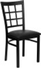 TYCOON Series Black Window Back Metal Restaurant Chair - Black Vinyl Seat