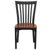 TYCOON Series Black School House Back Metal Restaurant Chair - Cherry Wood Seat