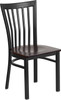 TYCOON Series Black School House Back Metal Restaurant Chair - Walnut Wood Seat
