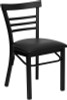 TYCOON Series Black Three-Slat Ladder Back Metal Restaurant Chair - Black Vinyl Seat