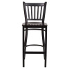 TYCOON Series Black Vertical Back Metal Restaurant Barstool - Walnut Wood Seat