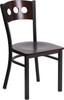 TYCOON Series Black 3 Circle Back Metal Restaurant Chair - Walnut Wood Back & Seat