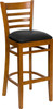 TYCOON Series Ladder Back Cherry Wood Restaurant Barstool - Black Vinyl Seat