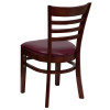 TYCOON Series Ladder Back Mahogany Wood Restaurant Chair - Burgundy Vinyl Seat