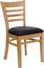 TYCOON Series Ladder Back Natural Wood Restaurant Chair - Black Vinyl Seat