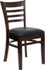 TYCOON Series Ladder Back Walnut Wood Restaurant Chair - Black Vinyl Seat