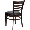 TYCOON Series Ladder Back Walnut Wood Restaurant Chair - Black Vinyl Seat