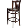 TYCOON Series Vertical Slat Back Walnut Wood Restaurant Barstool