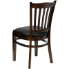 TYCOON Series Vertical Slat Back Walnut Wood Restaurant Chair - Black Vinyl Seat