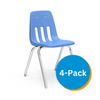 9000 Series 18" Classroom Chair, Sky Blue Bucket, Chrome Frame, 5th Grade - Adult - Set of 4 Chairs