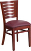 Darby Series Slat Back Mahogany Wood Restaurant Chair - Burgundy Vinyl Seat