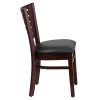 Darby Series Slat Back Walnut Wood Restaurant Chair - Black Vinyl Seat