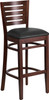 Darby Series Slat Back Walnut Wood Restaurant Barstool - Black Vinyl Seat