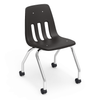 9000 Series 18" Classroom Chair with Casters, Black Bucket, Chrome Frame - Set of 2 Chairs