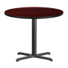 36'' Round Mahogany Laminate Table Top with 30'' x 30'' Table Height Base