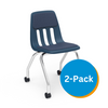 9000 Series 18" Classroom Chair with Casters, Padded Seat, Navy Bucket, Sedona Sailor Upholstery, Chrome Frame - Set of 2 Chairs