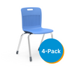 Analogy Series 18" Classroom Chair, Sky Blue Bucket, Chrome Frame - Set of 4 Chairs